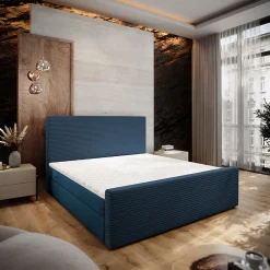 Lit Boxspring ALORIA 160X200 CM POSO 05 + KRONOS 05, Bleu, Lit avec matelas et rangement>Masseno Outlet