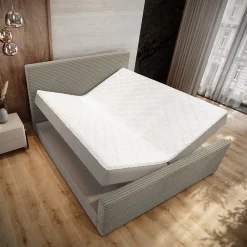 Lit Boxspring ALORIA 160X200 CM POSO 02 + PAROS 02, Beige, Lit avec matelas et rangement><noscript><img width=