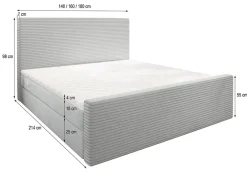 Lit Boxspring ALORIA 160X200 CM POSO 14 + KRONOS 14, Vert foncé, Lit avec matelas et rangement><noscript><img width=