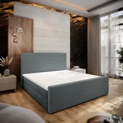 Lit Boxspring ALORIA 180X200 CM POSO 60 + PAROS 06, Gris, Lit avec matelas et rangement>Masseno Best