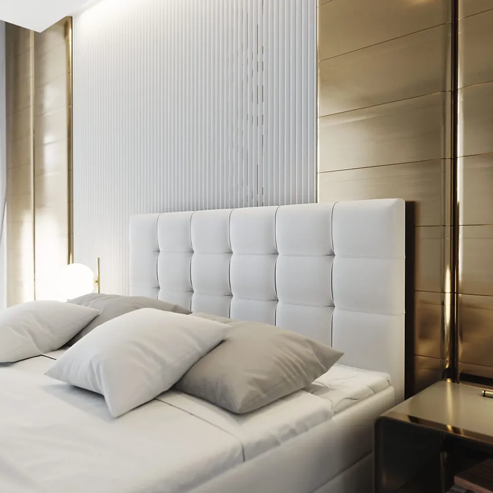 Masseno Lit Boxspring AMON 140X200 CM COSMIC 10, Beige, Lit avec matelas et rangement* Ensemble Sommier Et Matelas