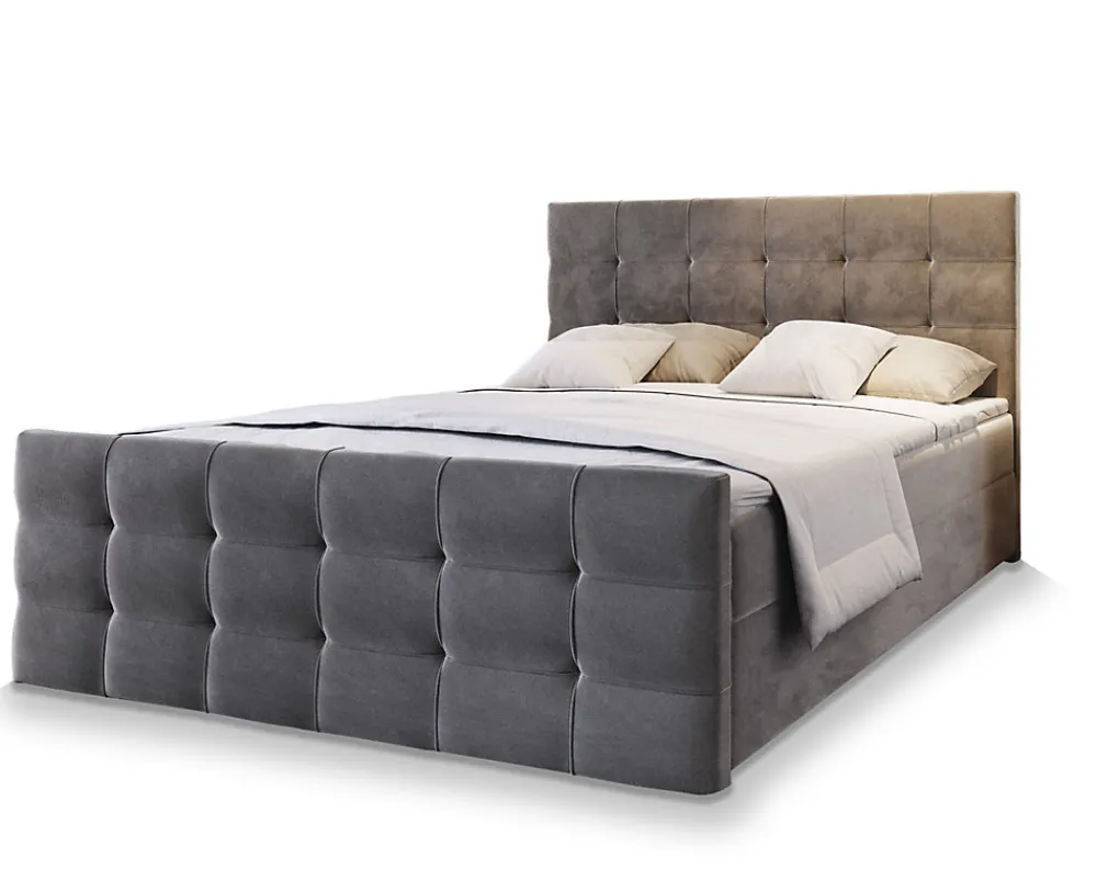 Lit Boxspring AMON 140X200 CM COSMIC 160, Gris, Lit avec matelas et rangement>Masseno New