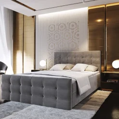 Lit Boxspring AMON 140X200 CM COSMIC 160, Gris, Lit avec matelas et rangement>Masseno New
