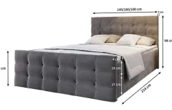 Lit Boxspring AMON 140X200 CM COSMIC 160, Gris, Lit avec matelas et rangement><noscript><img width=