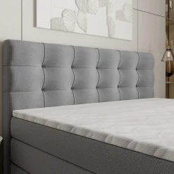 Lit Boxspring AREZI 140X200 CM SORO 90, Gris, Lit avec matelas et rangement><noscript><img width=