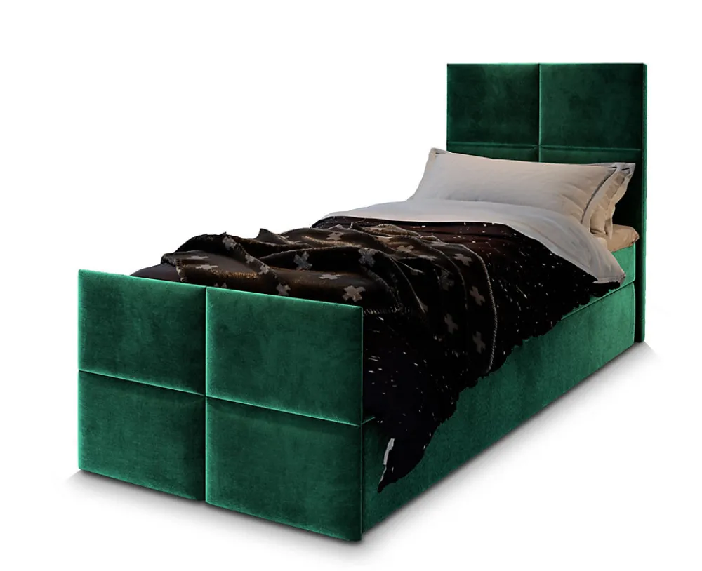 Lit Boxspring ARIEL 90 90X200 CM KRONOS 19, Vert, Lit avec matelas et rangement>Masseno Hot