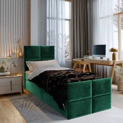 Lit Boxspring ARIEL 90 90X200 CM KRONOS 19, Vert, Lit avec matelas et rangement>Masseno Hot