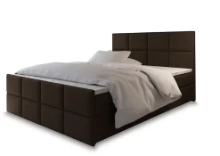 Masseno Lit Boxspring ARIEL 160X200 CM SAWANA 16, Marron, Lit avec matelas et rangement* Ensemble Sommier Et Matelas