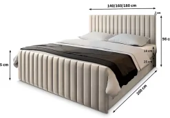 Masseno Lit Boxspring ARION 140X200 CM KRONOS 27, Rose, Lit avec matelas et rangement* Ensemble Sommier Et Matelas