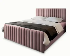 Masseno Lit Boxspring ARION 140X200 CM KRONOS 27, Rose, Lit avec matelas et rangement* Ensemble Sommier Et Matelas