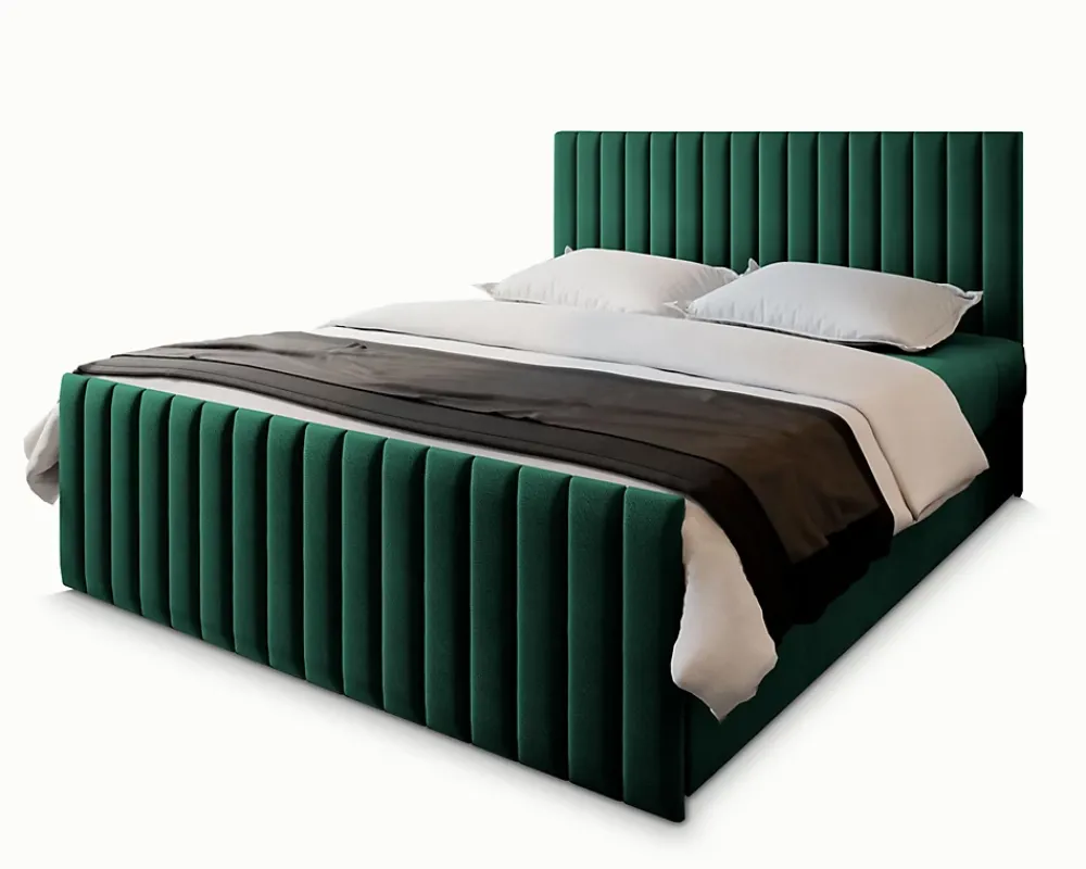 Masseno Lit Boxspring ARION 160X200 CM KRONOS 19, Vert foncé, Lit avec matelas et rangement* Ensemble Sommier Et Matelas