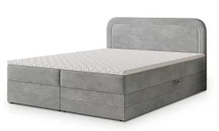 Masseno Lit Boxspring ARMEL 140X200 CM MONOLITH 84, Gris clair, Lit avec matelas et rangement* Ensemble Sommier Et Matelas