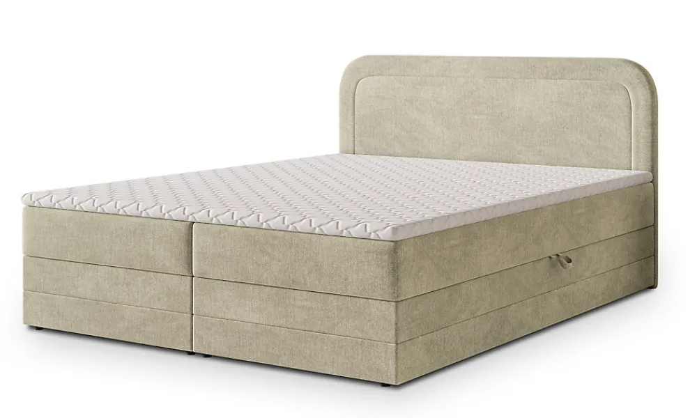 Lit Boxspring ARMEL 180X200 CM MONOLITH 04, Crème, Lit avec matelas et rangement>Masseno New