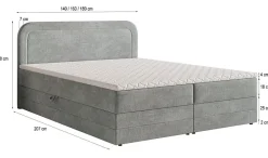 Lit Boxspring ARMEL 180X200 CM MONOLITH 04, Crème, Lit avec matelas et rangement><noscript><img width=