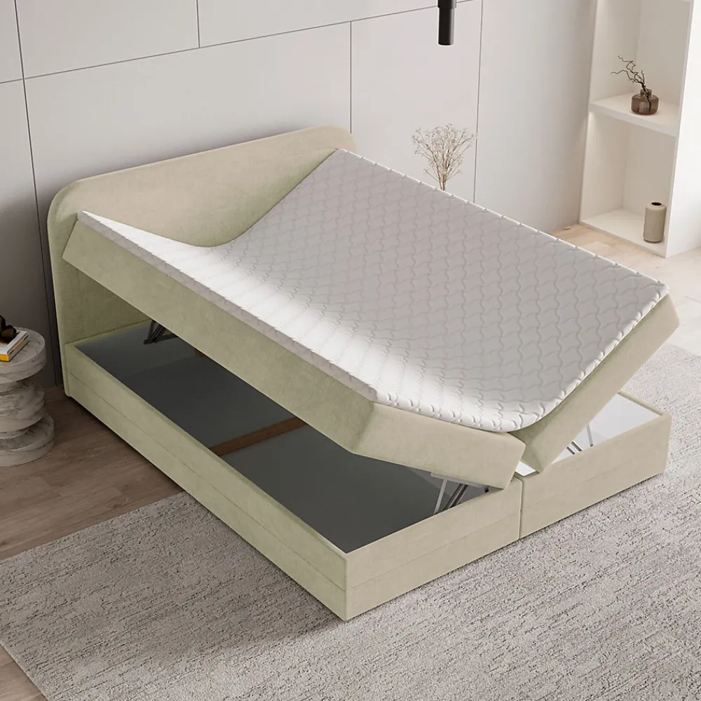 Lit Boxspring ARMEL 180X200 CM MONOLITH 04, Crème, Lit avec matelas et rangement>Masseno New