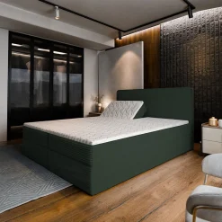 Lit Boxspring ASTOR 180X200 CM LINCOLN 39, Vert foncé, Lit avec matelas et rangement>Masseno New
