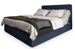 Masseno Lit Boxspring ASTOR 160X200 CM LINCOLN 77, Bleu, Lit avec matelas et rangement* Ensemble Sommier Et Matelas