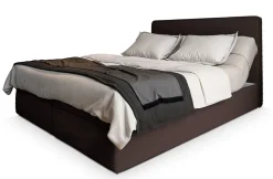 Masseno Lit Boxspring ASTOR 140X200 CM LINCOLN 29, Marron, Lit avec matelas et rangement* Ensemble Sommier Et Matelas