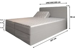 Masseno Lit Boxspring ASTOR 180X200 CM LINCOLN 83, Beige, Lit avec matelas et rangement* Ensemble Sommier Et Matelas