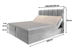 Lit Boxspring BARINO 140X200 CM PAROS 05, Gris clair, Lit avec matelas et rangement><noscript><img width=
