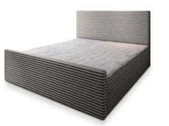 Masseno Lit Boxspring BRENTO 180X200 CM TILIA 86, Gris clair, Lit avec matelas et rangement* Ensemble Sommier Et Matelas