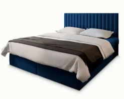 Masseno Lit Boxspring BRESEL 180X200 CM KRONOS 09, Bleu, Lit avec matelas et rangement* Ensemble Sommier Et Matelas