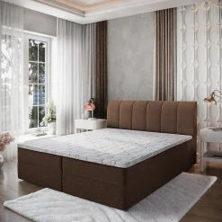 Masseno Lit Boxspring CEVANO 180x200 CM COSMIC 800, Marron, Lit avec matelas et rangement* Ensemble Sommier Et Matelas