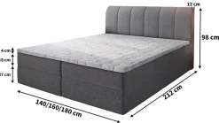 Masseno Lit Boxspring CEVANO 180x200 CM COSMIC 800, Marron, Lit avec matelas et rangement* Ensemble Sommier Et Matelas