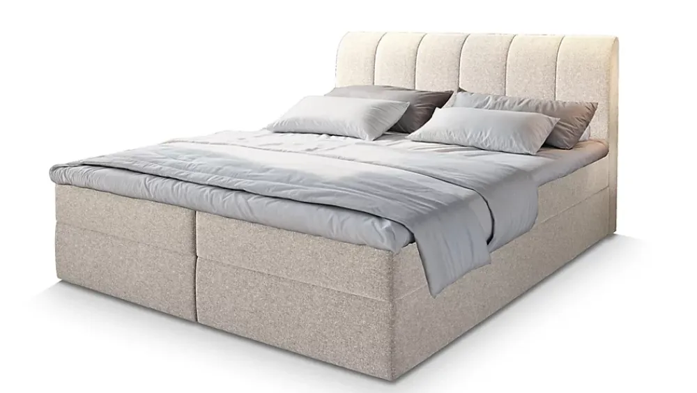 Masseno Lit Boxspring CEVANO 160X200 CM COSMIC 10, Beige, Lit avec matelas et rangement* Ensemble Sommier Et Matelas
