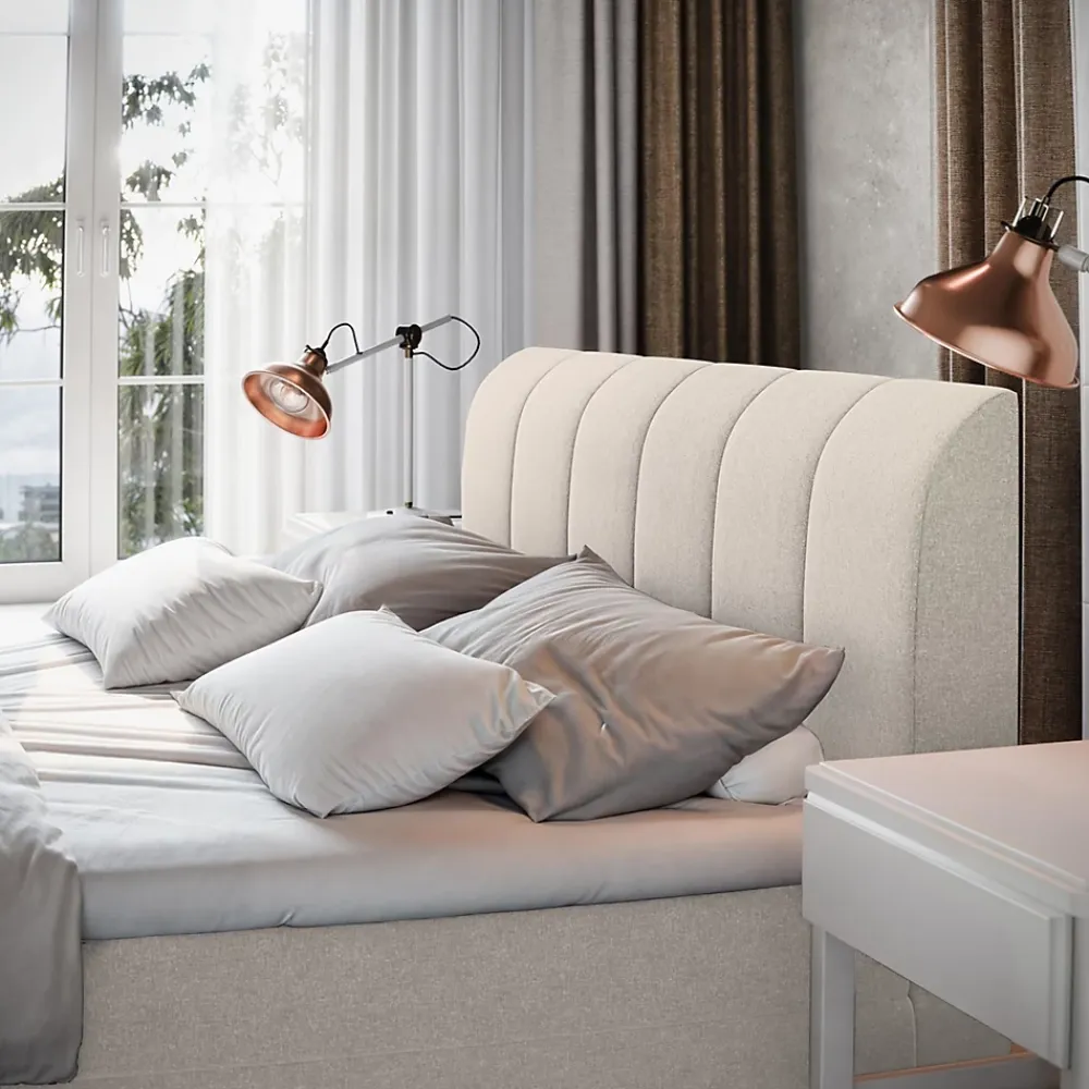 Masseno Lit Boxspring CEVANO 160X200 CM COSMIC 10, Beige, Lit avec matelas et rangement* Ensemble Sommier Et Matelas