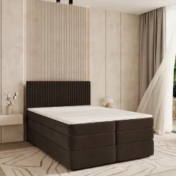 Masseno Lit Boxspring FELBIO 160X200 CM KRONOS 06, Marron, Lit avec matelas et rangement* Ensemble Sommier Et Matelas