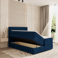 Lit Boxspring FELBIO 160X200 CM KRONOS 09, Bleu, Lit avec matelas et rangement><noscript><img width=