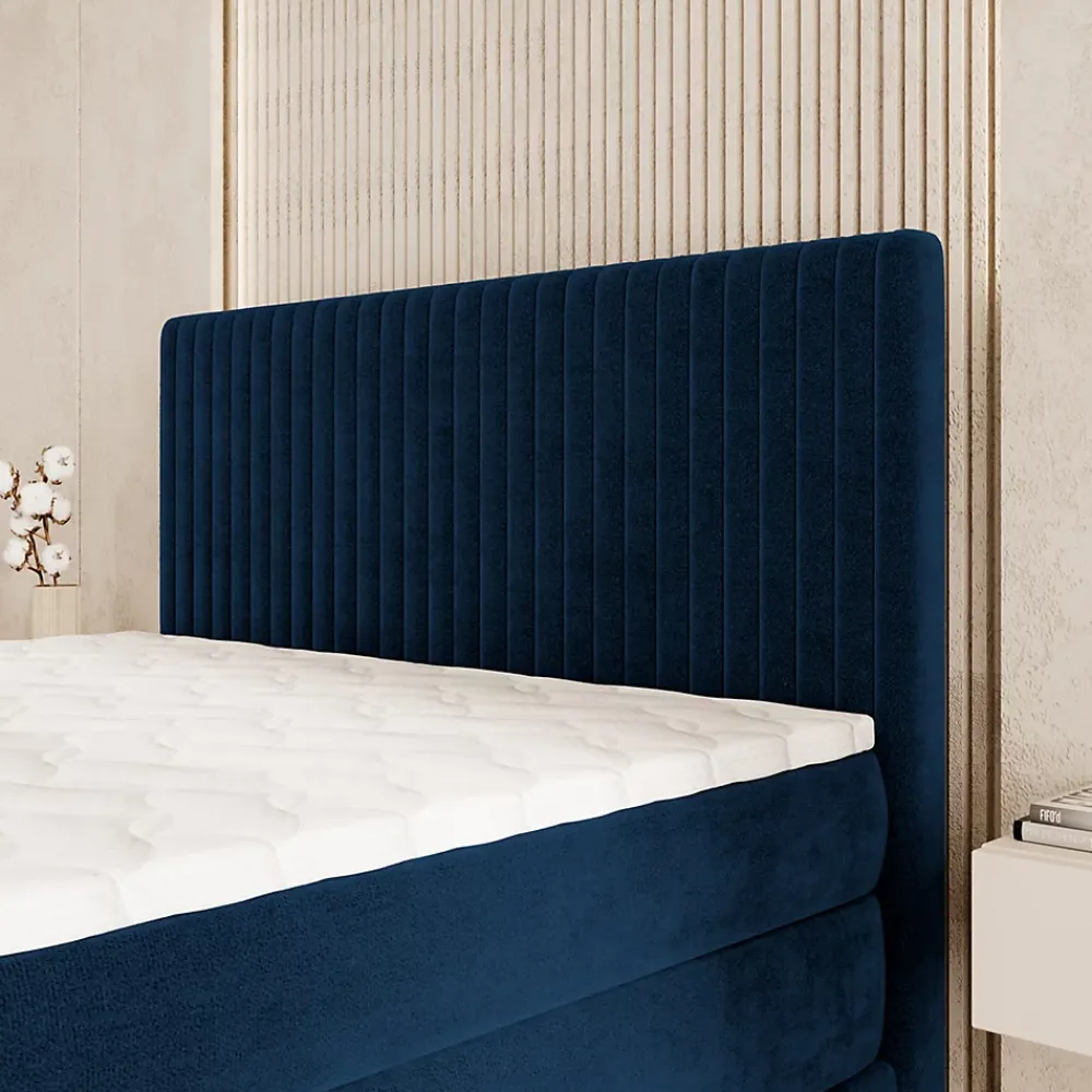 Masseno Lit Boxspring FELBIO 180X200 CM KRONOS 09, Bleu, Lit avec matelas et rangement* Ensemble Sommier Et Matelas