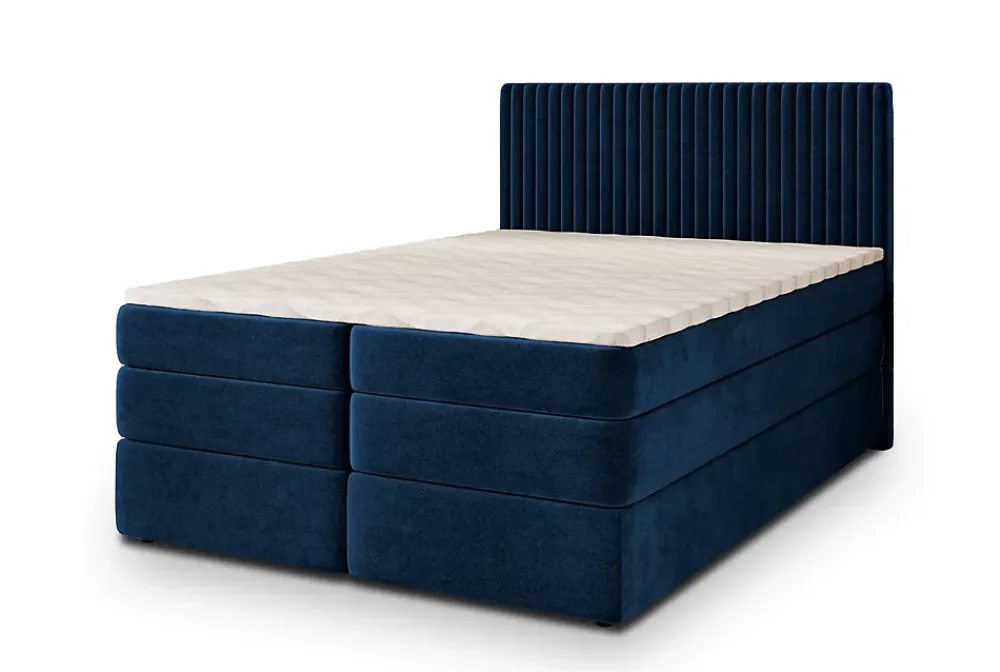 Masseno Lit Boxspring FELBIO 180X200 CM KRONOS 09, Bleu, Lit avec matelas et rangement* Ensemble Sommier Et Matelas