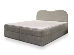 Masseno Lit Boxspring FLUVIA 180X200 CM NOW OR NEVER 83, Gris clair, Lit avec matelas et rangement* Ensemble Sommier Et Matelas