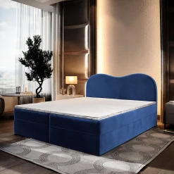 Lit Boxspring FLUVIA 140X200 CM MONOLITH 77, Bleu, Lit avec matelas et rangement>Masseno Sale