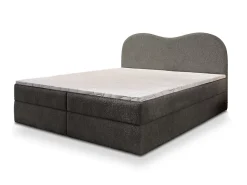 Masseno Lit Boxspring FLUVIA 160X200 CM NOW OR NEVER 92, Gris, Lit avec matelas et rangement* Ensemble Sommier Et Matelas