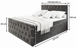 Lit Boxspring FONDI 180X200 CM CASABLANCA 04, Beige, Lit avec matelas et rangement><noscript><img width=
