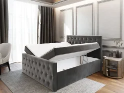 Lit Boxspring FONDI 180X200 CM CASABLANCA 04, Beige, Lit avec matelas et rangement><noscript><img width=