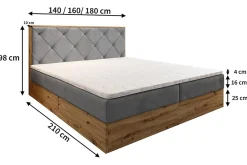 Lit Boxspring FOSCO 140X200 CM KRONOS 01, Jaune, Lit avec matelas et rangement><noscript><img width=
