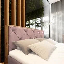 Masseno Lit Boxspring FOSCO 140X200 CM KRONOS 27, Rose, Lit avec matelas et rangement* Ensemble Sommier Et Matelas