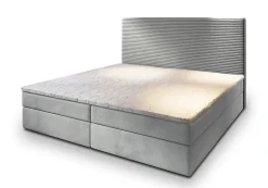 Lit Boxspring GIARRO 180X200 CM POSO 55 + PAROS 05, Gris clair, Lit avec matelas et rangement>Masseno