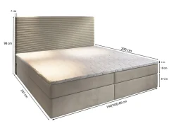 Lit Boxspring GIARRO 180X200 CM POSO 55 + PAROS 05, Gris clair, Lit avec matelas et rangement><noscript><img width=
