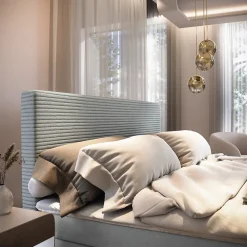 Lit Boxspring GIARRO 180X200 CM POSO 55 + PAROS 05, Gris clair, Lit avec matelas et rangement><noscript><img width=