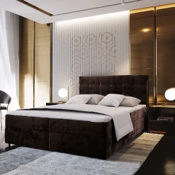 Lit Boxspring GLOS 140X200 CM KRONOS 06, Marron, Lit avec matelas et rangement>Masseno Online
