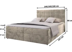 Lit Boxspring GLOS 140X200 CM KRONOS 06, Marron, Lit avec matelas et rangement><noscript><img width=