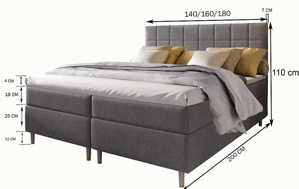 Lit Boxspring IBIZA 140X200 CM INARI 22, Beige, Lit avec matelas et rangement>Masseno Hot