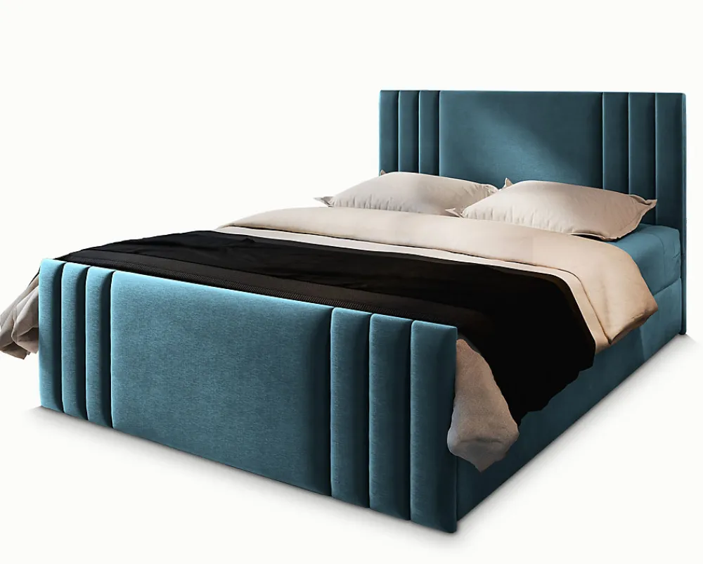 Lit Boxspring KANES 180X200 CM CASABLANCA 13, Bleu, Lit avec matelas et rangement>Masseno Clearance