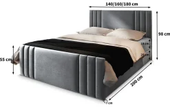 Lit Boxspring KANES 180X200 CM CASABLANCA 13, Bleu, Lit avec matelas et rangement><noscript><img width=