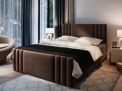 Lit Boxspring KANES 180X200 CM CASABLANCA 08, Marron, Lit avec matelas et rangement>Masseno Sale
